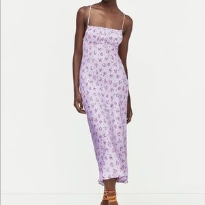 Zara Ditsy Floral Satin Midi Dress